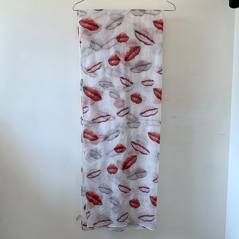 Juicy Couture Woman’s White Lips & Rhinestones Scarf